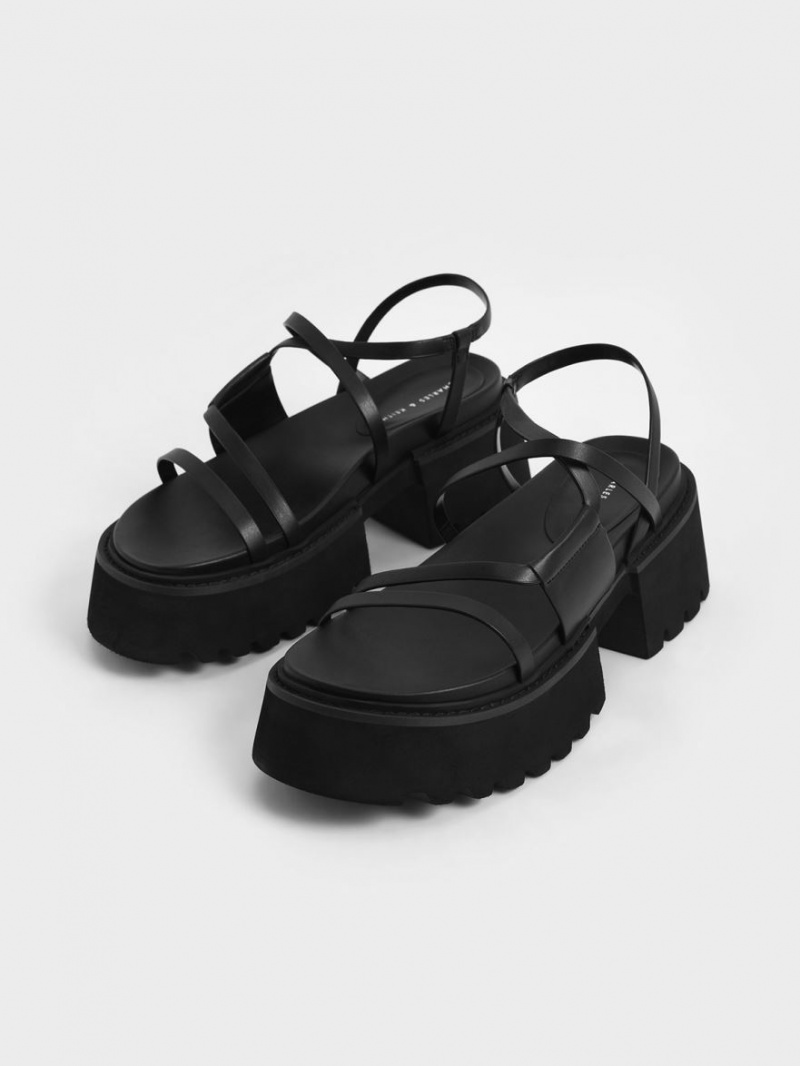 Πεδιλα Πλατφορμεσ Charles And Keith Nadine strappy μαυρα | 15984-OZCG