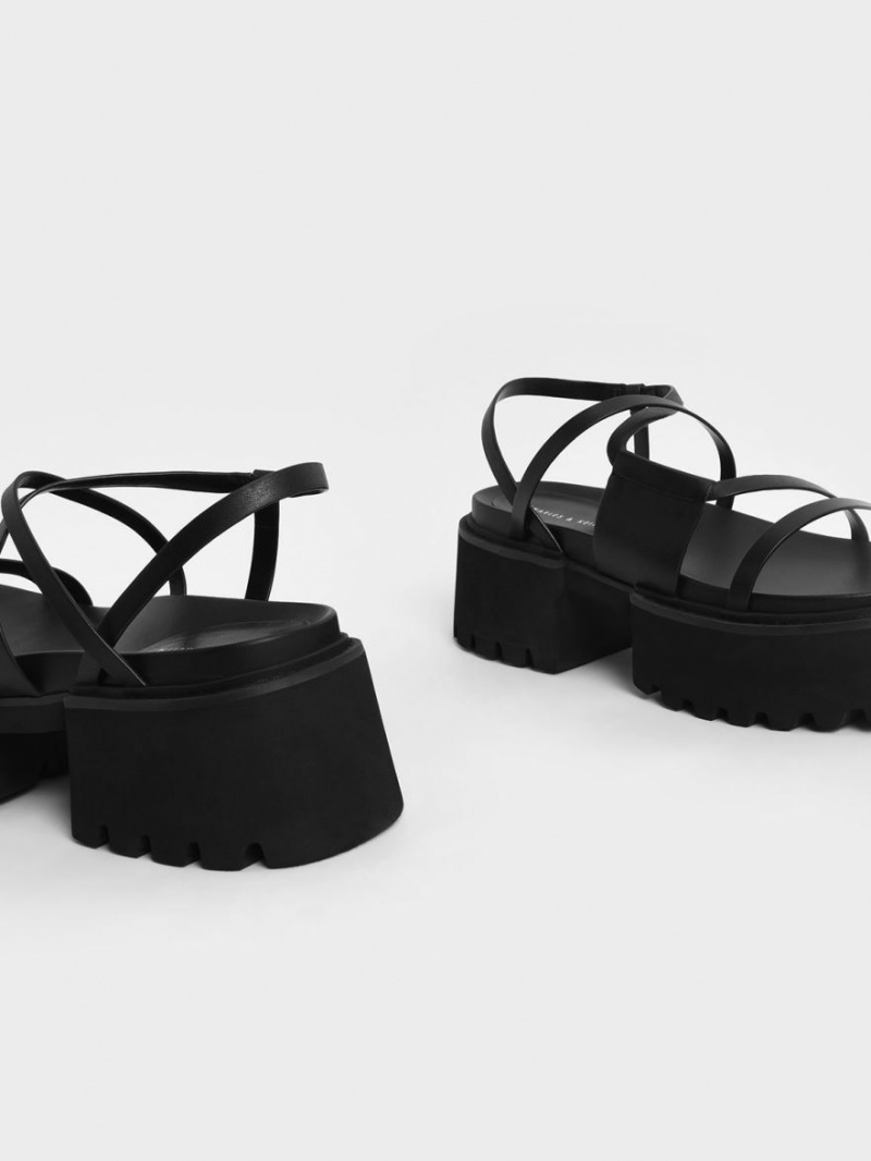 Πεδιλα Πλατφορμεσ Charles And Keith Nadine strappy μαυρα | 15984-OZCG