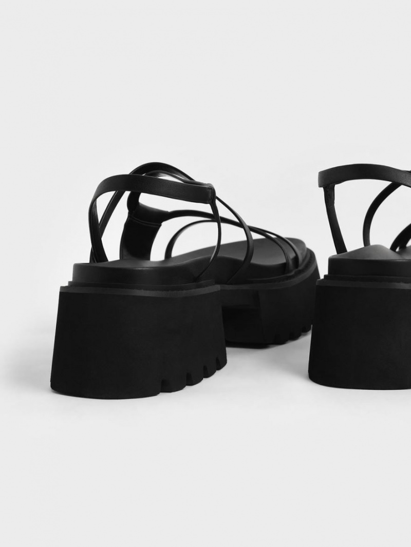 Πεδιλα Πλατφορμεσ Charles And Keith Nadine strappy μαυρα | 15984-OZCG
