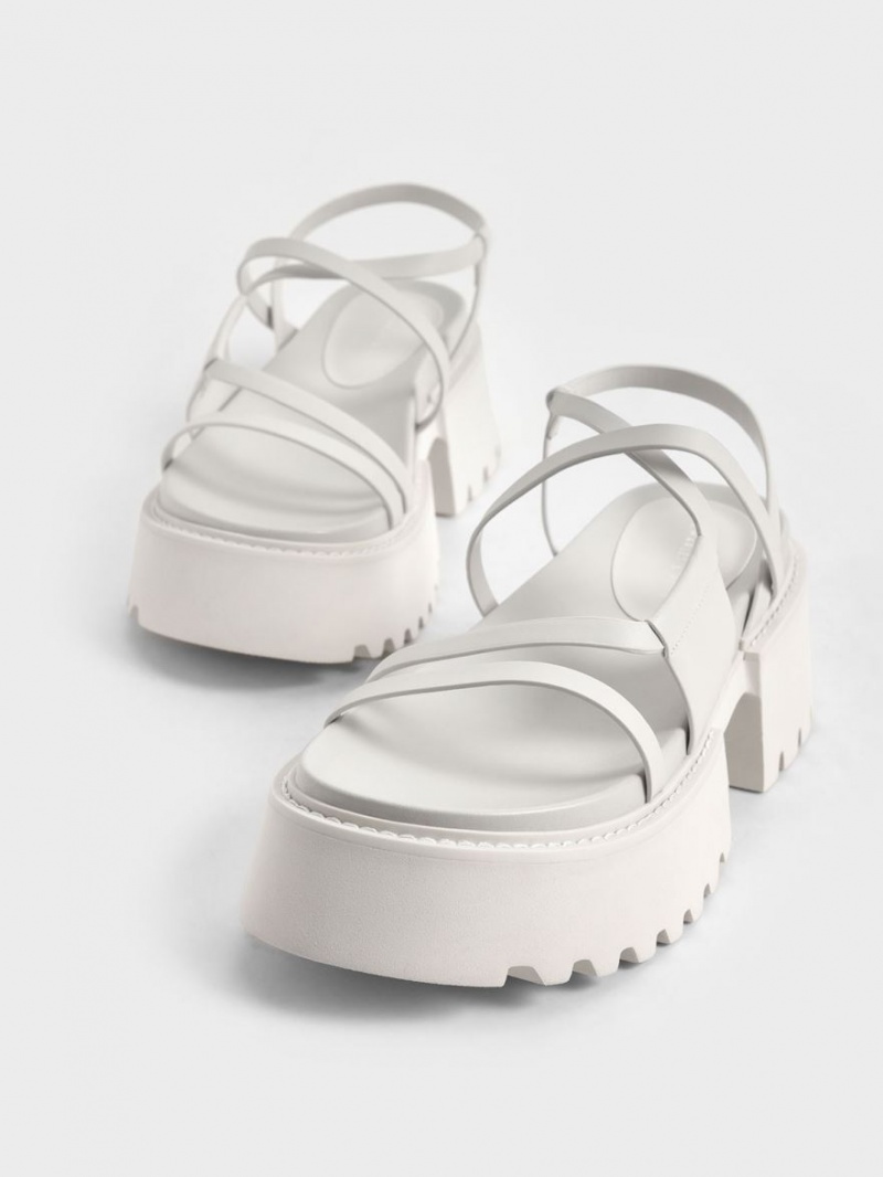 Πεδιλα Πλατφορμεσ Charles And Keith Nadine strappy ασπρα | 72963-TVRB