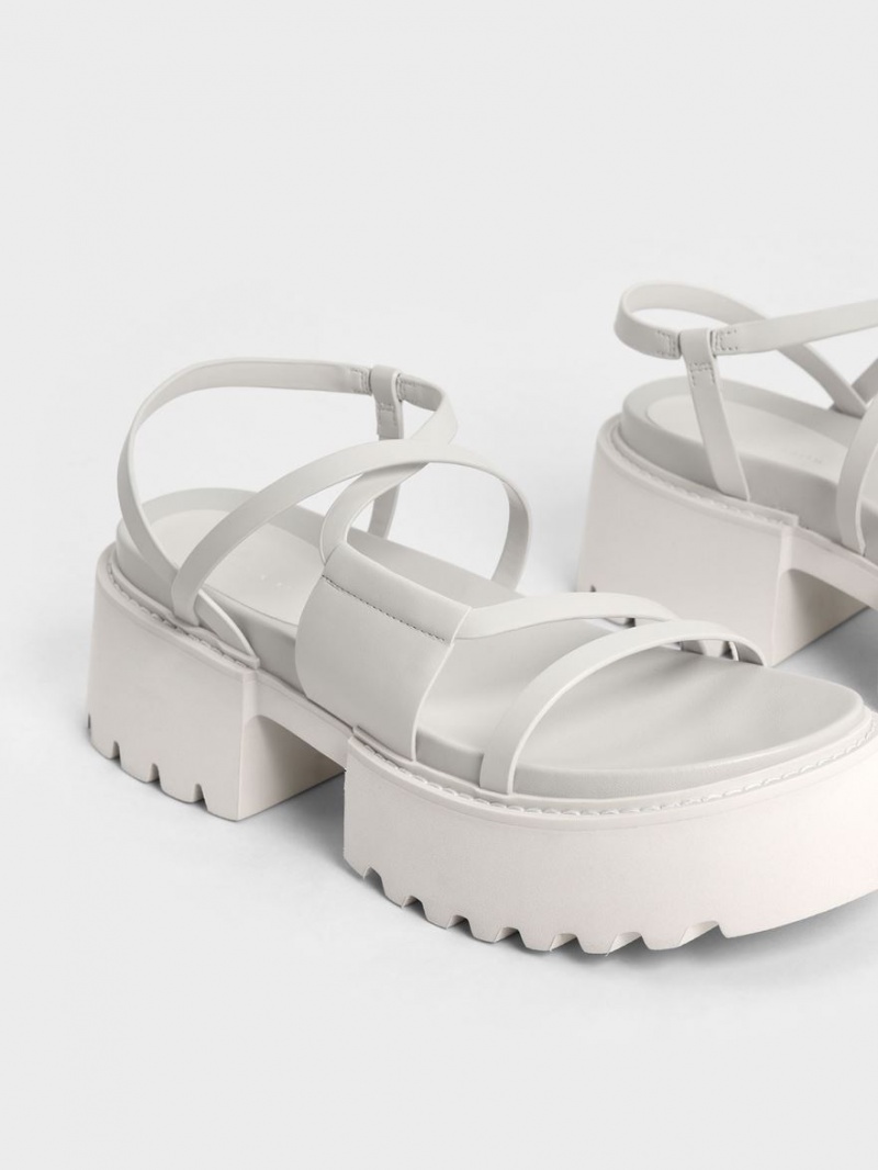 Πεδιλα Πλατφορμεσ Charles And Keith Nadine strappy ασπρα | 72963-TVRB