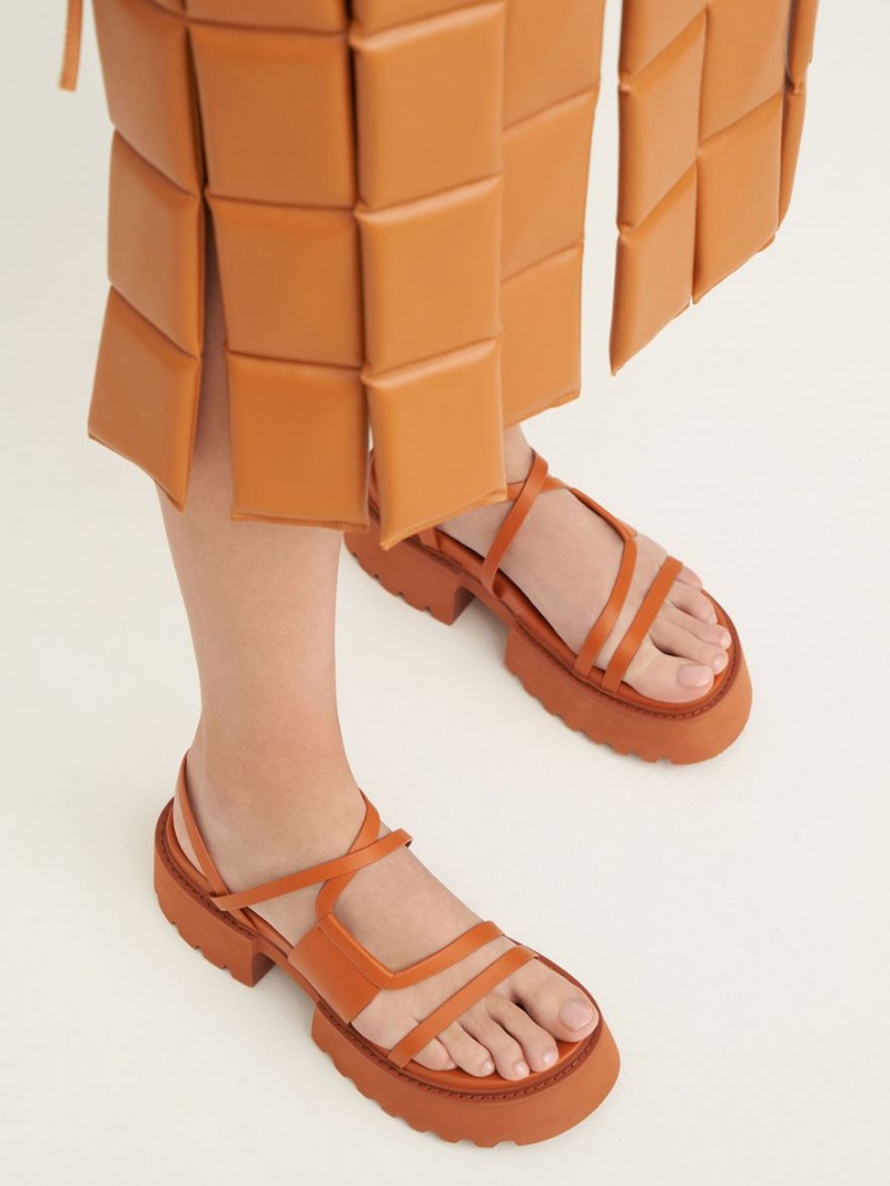 Πεδιλα Πλατφορμεσ Charles And Keith Nadine strappy πορτοκαλι | 91035-TAMG