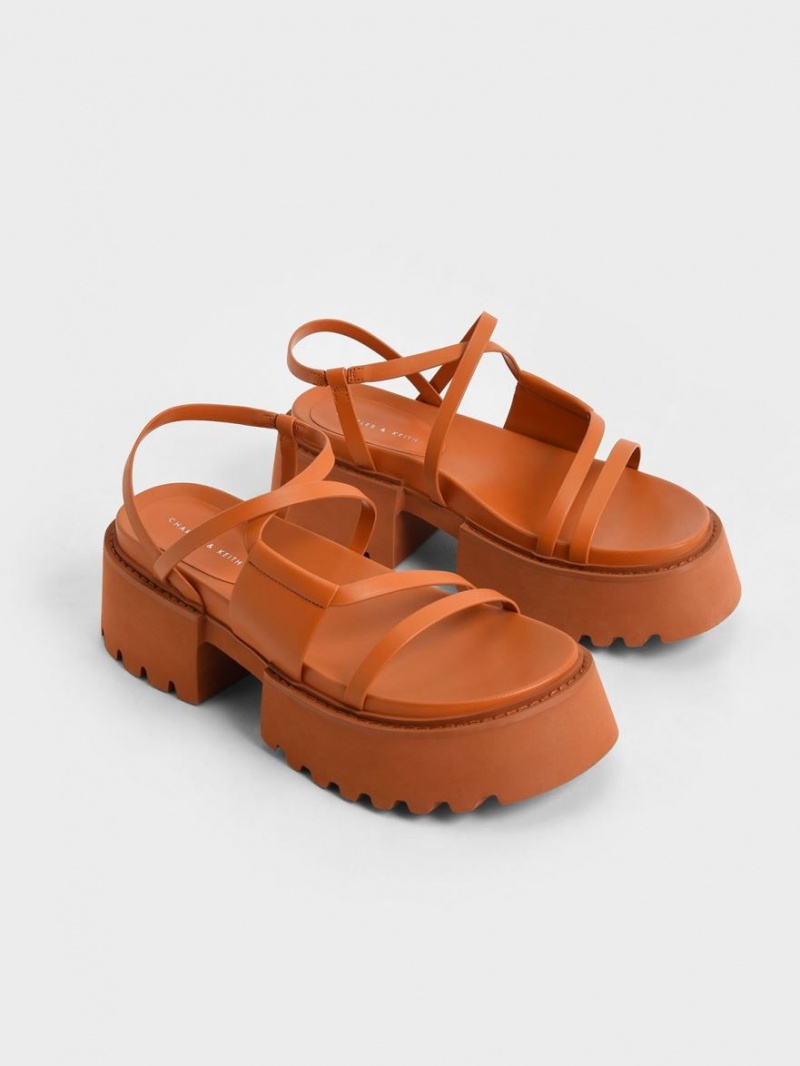 Πεδιλα Πλατφορμεσ Charles And Keith Nadine strappy πορτοκαλι | 91035-TAMG