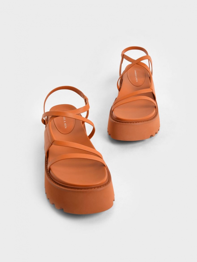 Πεδιλα Πλατφορμεσ Charles And Keith Nadine strappy πορτοκαλι | 91035-TAMG