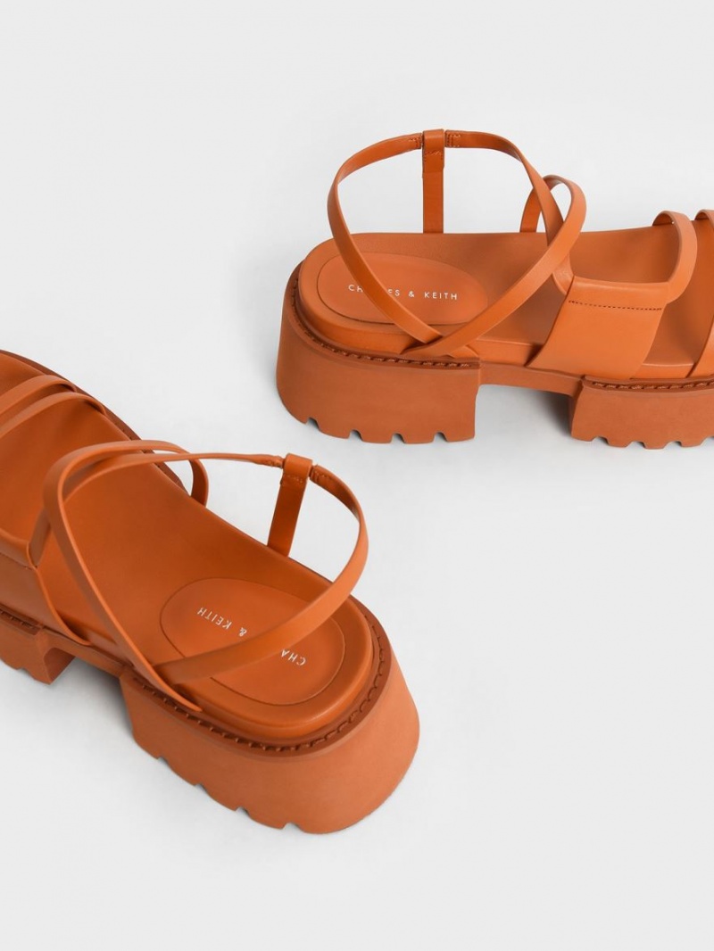 Πεδιλα Πλατφορμεσ Charles And Keith Nadine strappy πορτοκαλι | 91035-TAMG