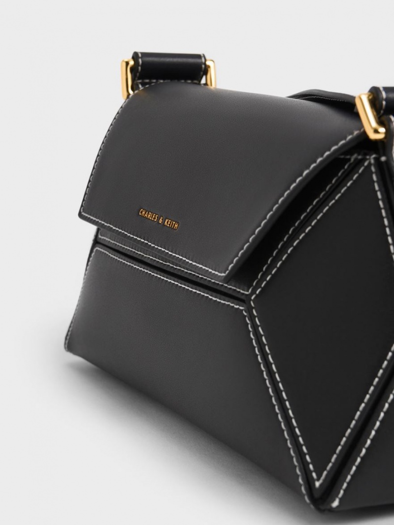 τσάντεσ ώμου Charles And Keith Nasrin Geometric μαυρα | 14502-MUJP