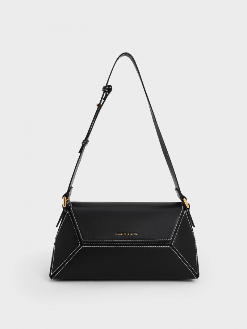 τσάντεσ ώμου Charles And Keith Nasrin Geometric μαυρα | 14502-MUJP