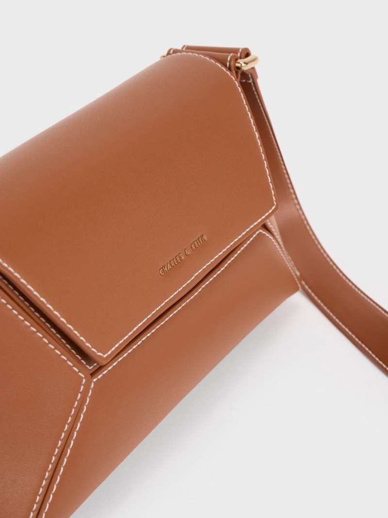 τσάντεσ ώμου Charles And Keith Nasrin Geometric σοκολάτα | 12347-DQJE