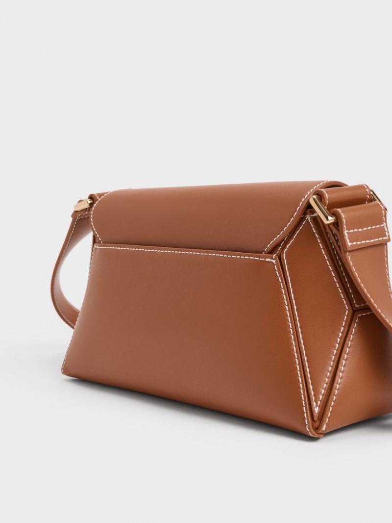 τσάντεσ ώμου Charles And Keith Nasrin Geometric σοκολάτα | 12347-DQJE