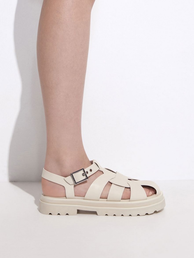 Πεδιλα Πλατφορμεσ Charles And Keith Nell Gladiator ασπρα | 32497-SWOJ