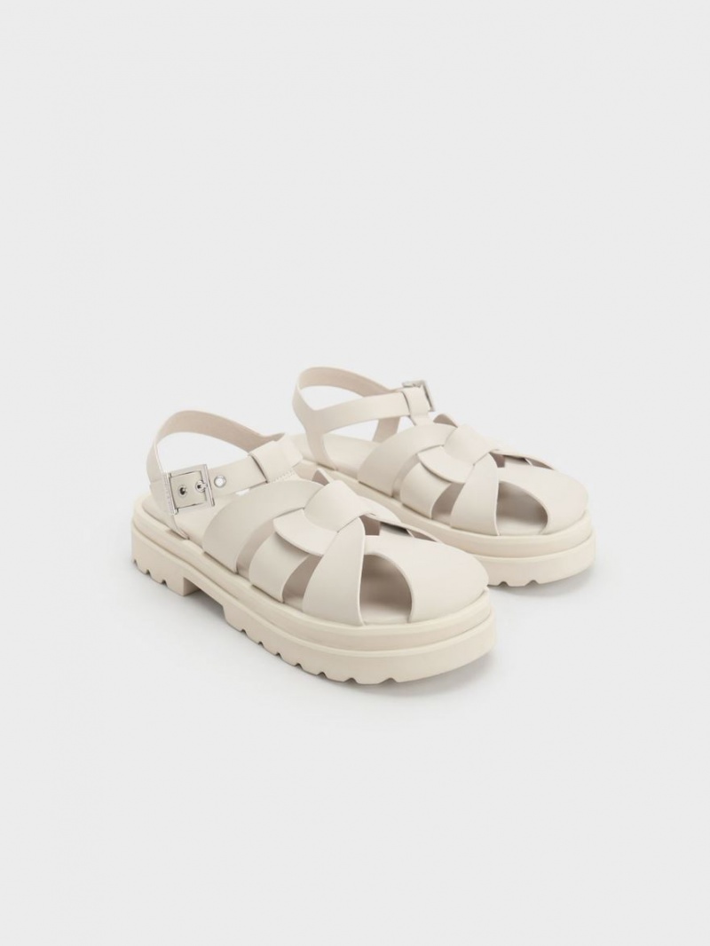 Πεδιλα Πλατφορμεσ Charles And Keith Nell Gladiator ασπρα | 32497-SWOJ