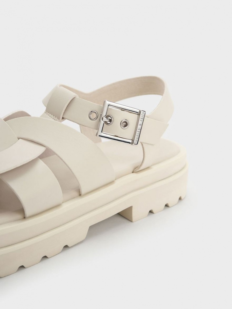 Πεδιλα Πλατφορμεσ Charles And Keith Nell Gladiator ασπρα | 32497-SWOJ