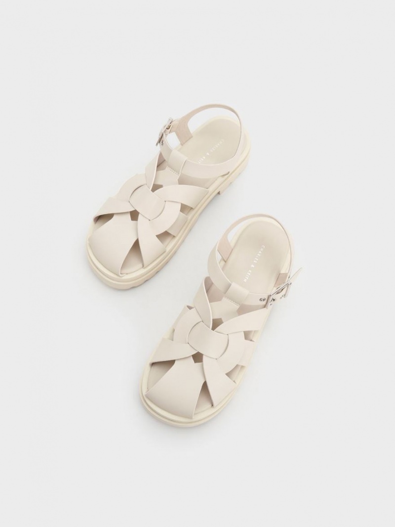Πεδιλα Πλατφορμεσ Charles And Keith Nell Gladiator ασπρα | 32497-SWOJ