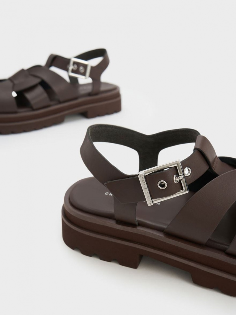 Πεδιλα Πλατφορμεσ Charles And Keith Nell Gladiator σκούρο καφε | 19285-TAHI