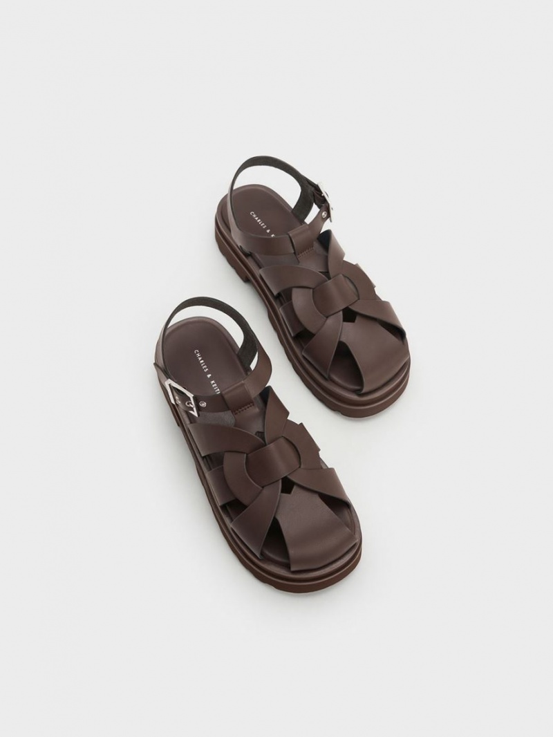 Πεδιλα Πλατφορμεσ Charles And Keith Nell Gladiator σκούρο καφε | 19285-TAHI