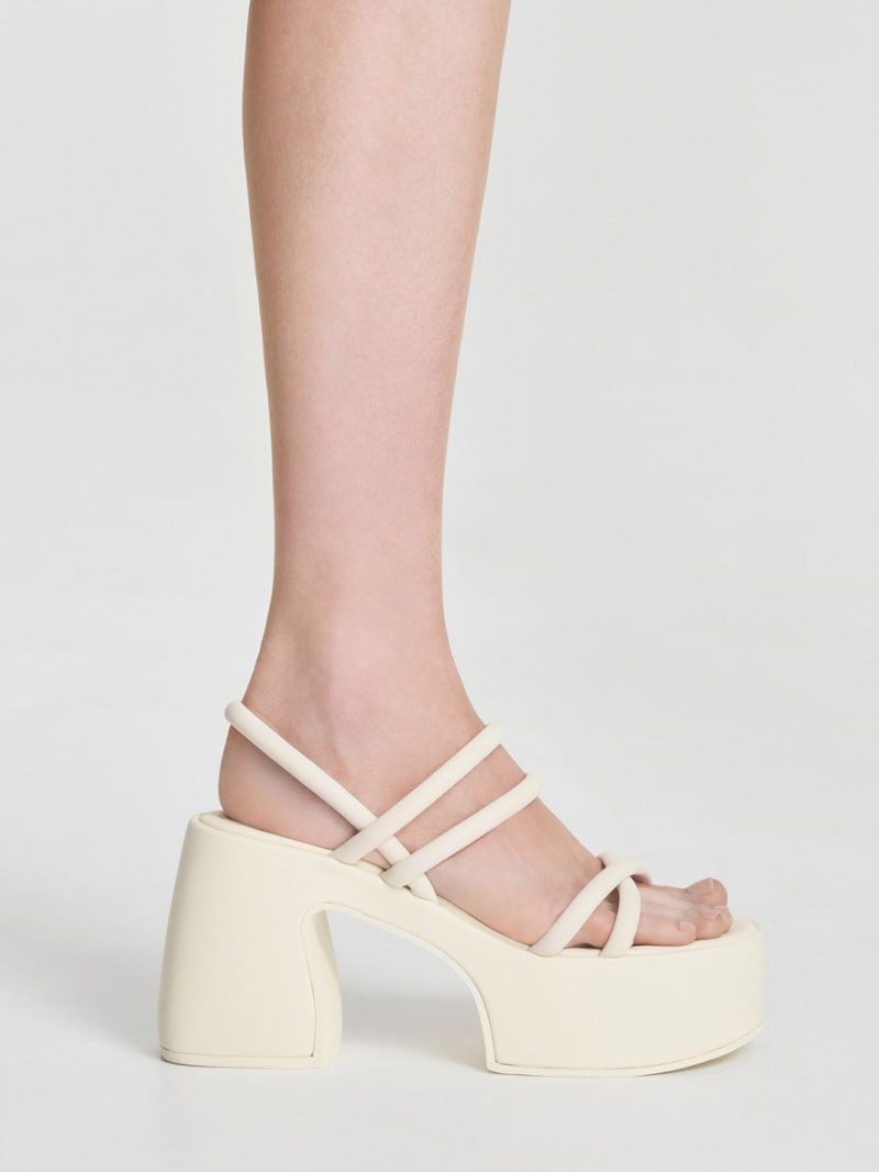 Πεδιλα Πλατφορμεσ Charles And Keith Nerissa Tubular​ ασπρα | 58032-MSYJ