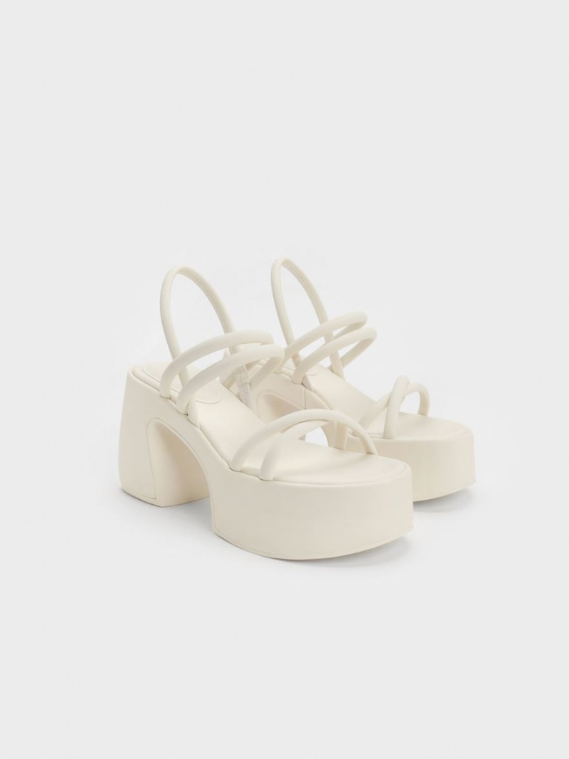 Πεδιλα Πλατφορμεσ Charles And Keith Nerissa Tubular​ ασπρα | 58032-MSYJ