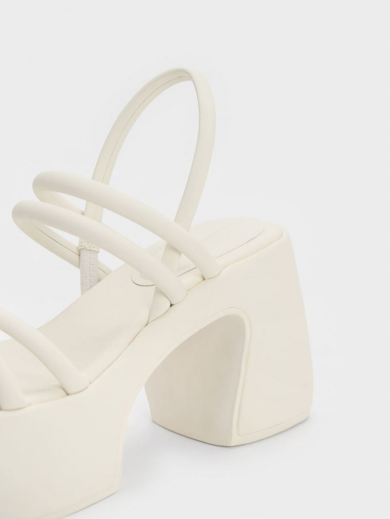 Πεδιλα Πλατφορμεσ Charles And Keith Nerissa Tubular​ ασπρα | 58032-MSYJ