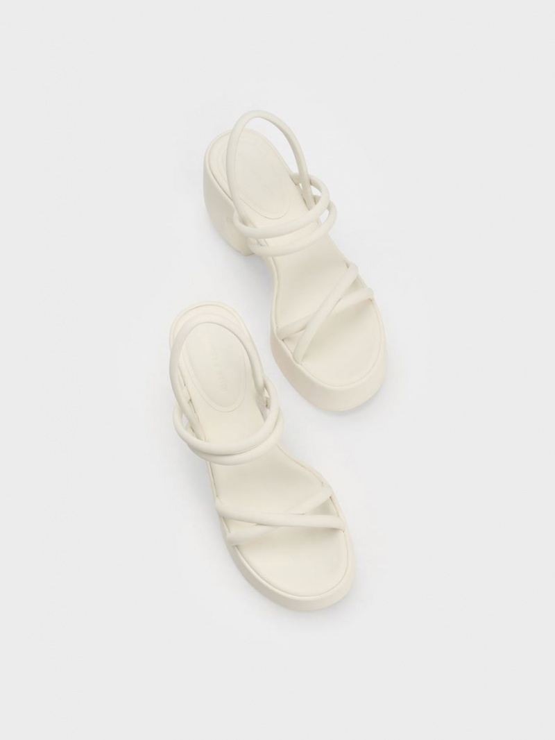 Πεδιλα Πλατφορμεσ Charles And Keith Nerissa Tubular​ ασπρα | 58032-MSYJ