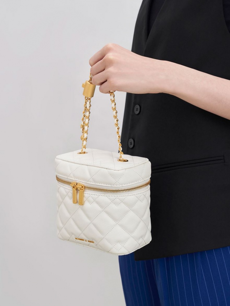 τσάντεσ χιαστί Charles And Keith Nezu Καπιτονέ Boxy ασπρα | 49582-VCZB