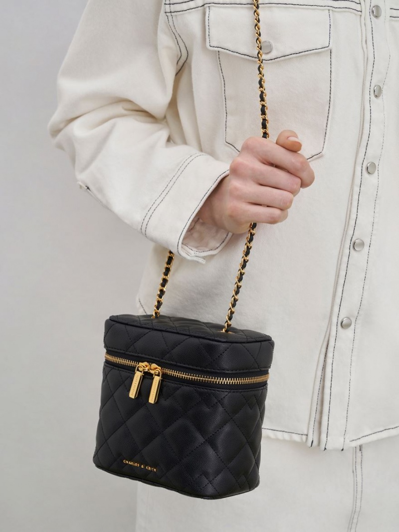 τσάντεσ χιαστί Charles And Keith Nezu Καπιτονέ Boxy μαυρα | 87062-ULAH