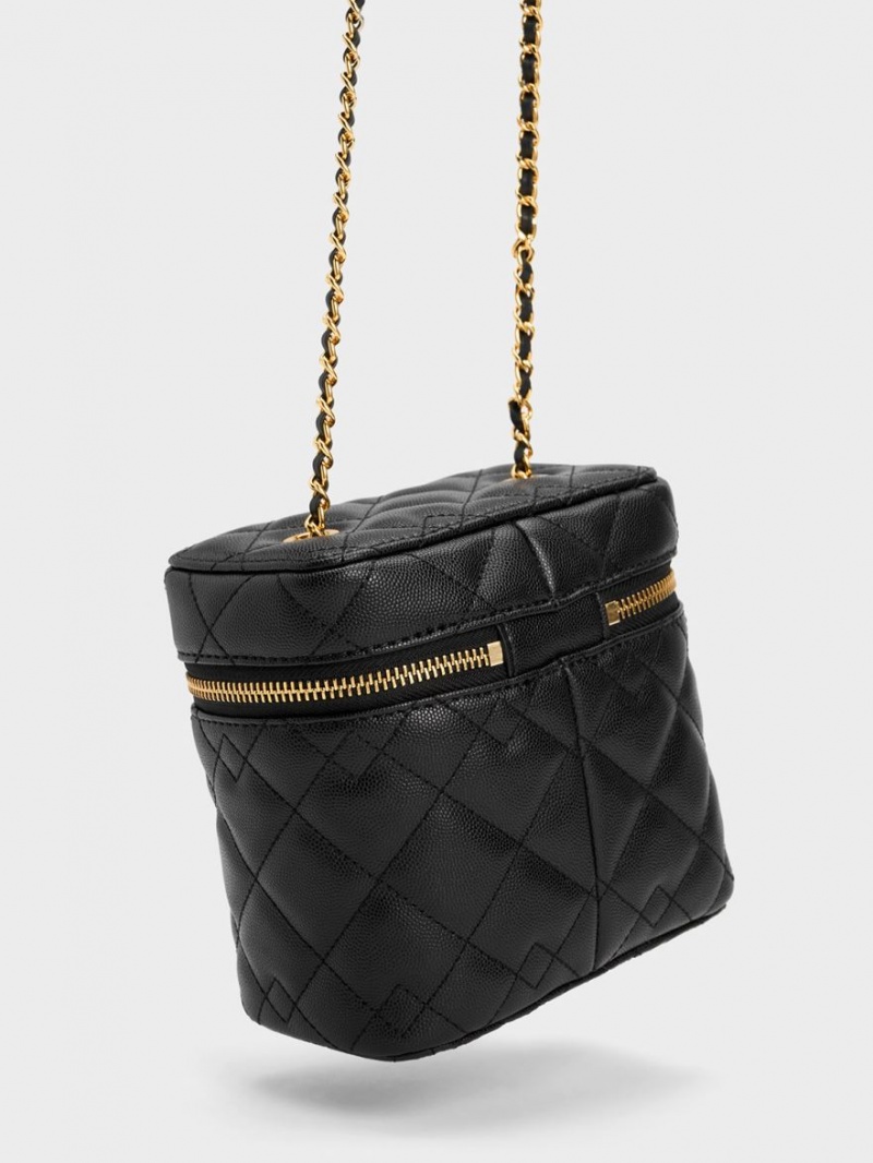 τσάντεσ χιαστί Charles And Keith Nezu Καπιτονέ Boxy μαυρα | 87062-ULAH