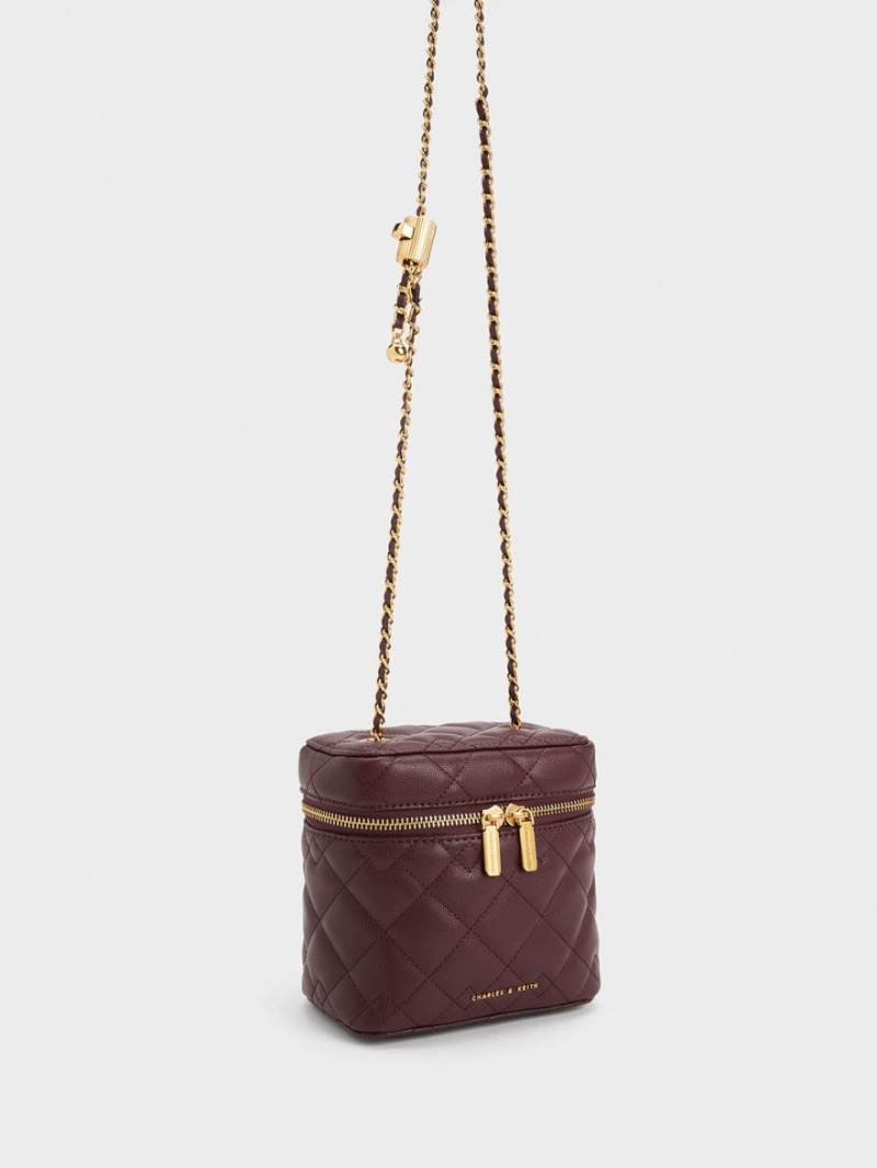 τσάντεσ χιαστί Charles And Keith Nezu Καπιτονέ Boxy σκούρο σοκολάτα | 09372-TQPL