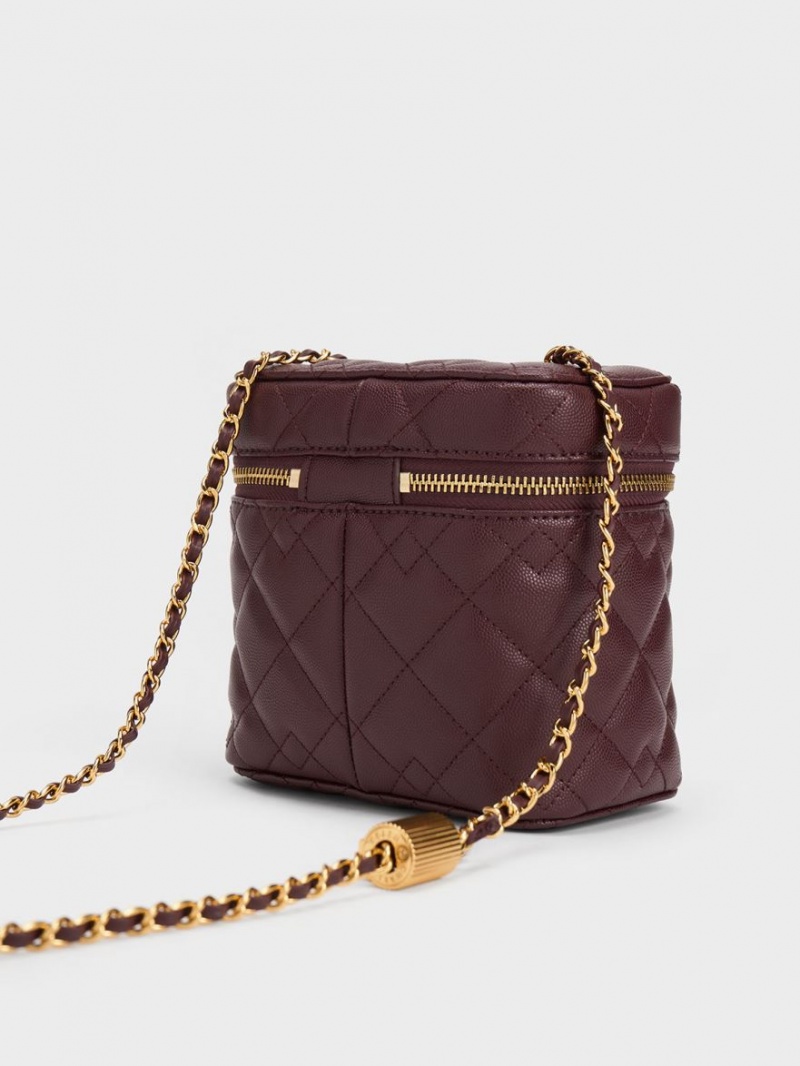 τσάντεσ χιαστί Charles And Keith Nezu Καπιτονέ Boxy σκούρο σοκολάτα | 09372-TQPL