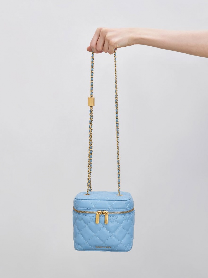 τσάντεσ χιαστί Charles And Keith Nezu Καπιτονέ Boxy ανοιχτο μπλε | 21086-NIAK