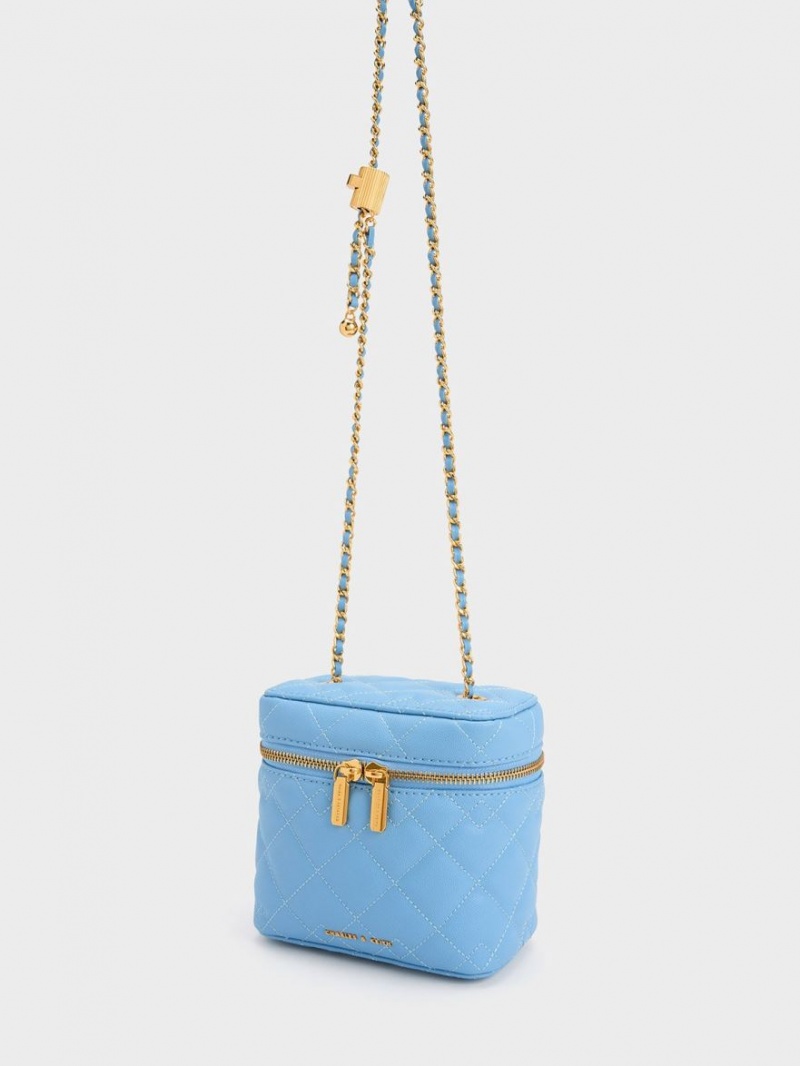 τσάντεσ χιαστί Charles And Keith Nezu Καπιτονέ Boxy ανοιχτο μπλε | 21086-NIAK