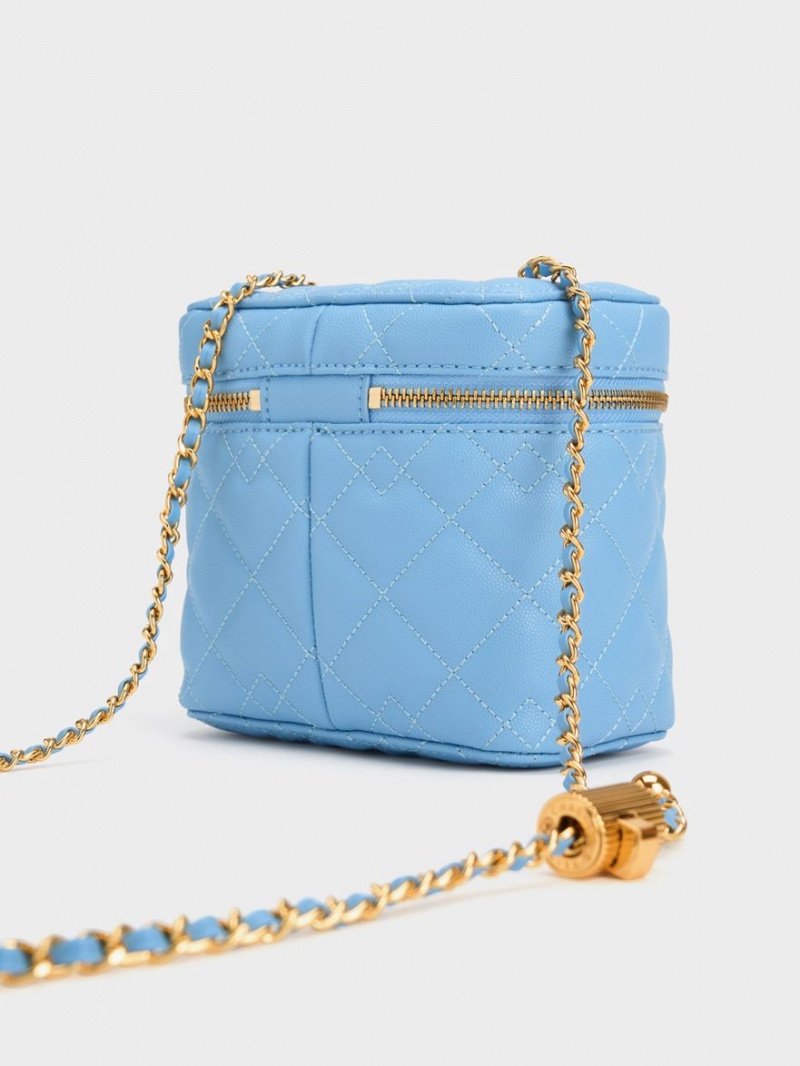 τσάντεσ χιαστί Charles And Keith Nezu Καπιτονέ Boxy ανοιχτο μπλε | 21086-NIAK