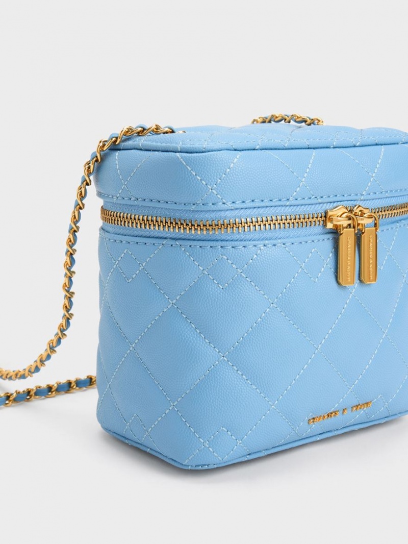 τσάντεσ χιαστί Charles And Keith Nezu Καπιτονέ Boxy ανοιχτο μπλε | 21086-NIAK