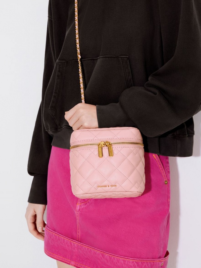 τσάντεσ χιαστί Charles And Keith Nezu Καπιτονέ Boxy ανοιχτο ροζ | 59263-SAYM
