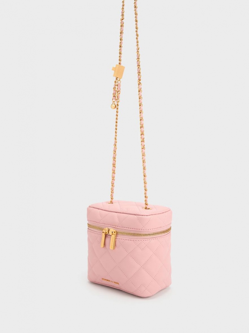 τσάντεσ χιαστί Charles And Keith Nezu Καπιτονέ Boxy ανοιχτο ροζ | 59263-SAYM
