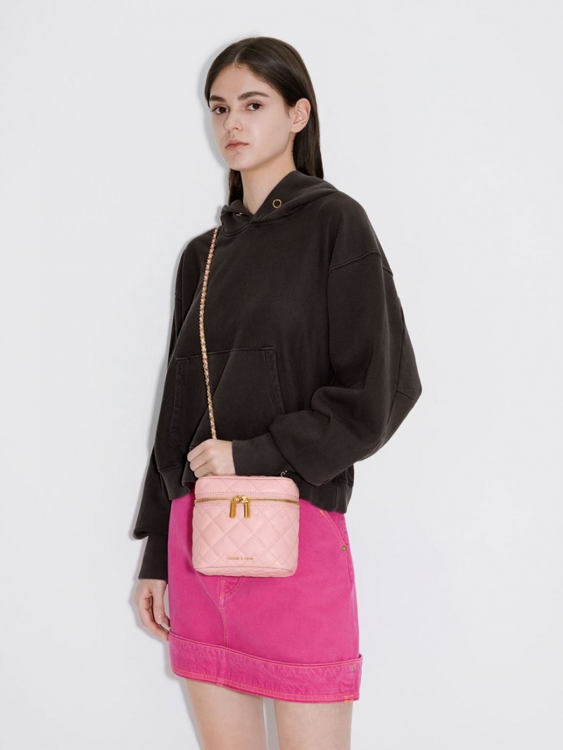 τσάντεσ χιαστί Charles And Keith Nezu Καπιτονέ Boxy ανοιχτο ροζ | 59263-SAYM