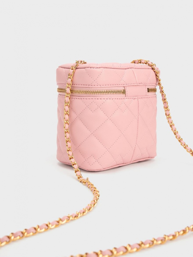τσάντεσ χιαστί Charles And Keith Nezu Καπιτονέ Boxy ανοιχτο ροζ | 59263-SAYM