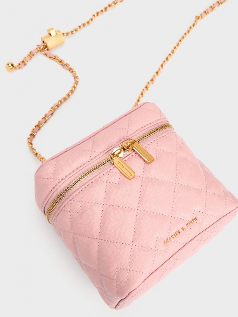 τσάντεσ χιαστί Charles And Keith Nezu Καπιτονέ Boxy ανοιχτο ροζ | 59263-SAYM