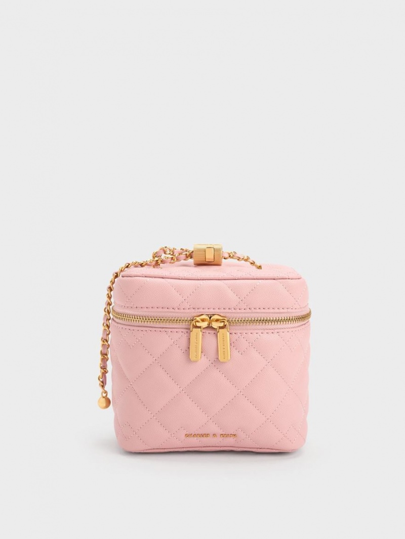 τσάντεσ χιαστί Charles And Keith Nezu Καπιτονέ Boxy ανοιχτο ροζ | 59263-SAYM