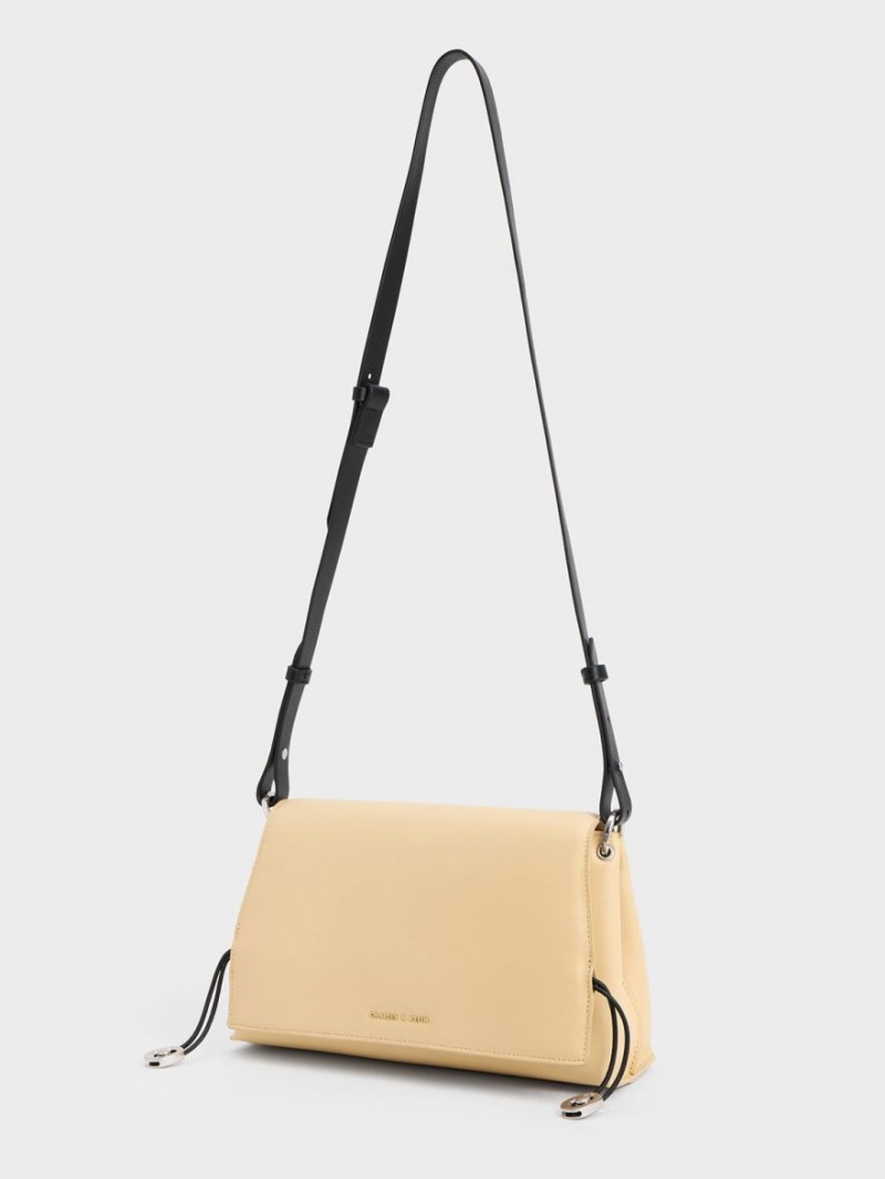 τσαντα χειροσ Charles And Keith Nina δερματινα Με Επένδυση Μπεζ | 75609-MDTW