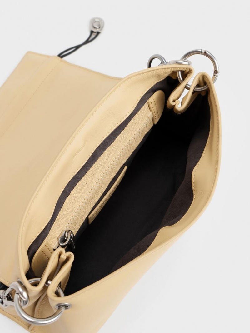 τσαντα χειροσ Charles And Keith Nina δερματινα Με Επένδυση Μπεζ | 75609-MDTW