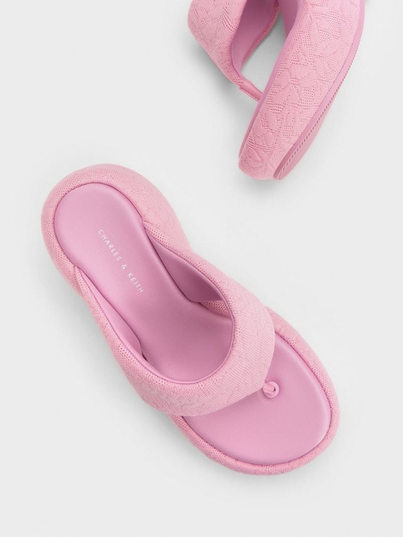παπουτσια πλατφορμα Charles And Keith Noemi Πλεκτά flatforms ροζ | 18274-EMFG