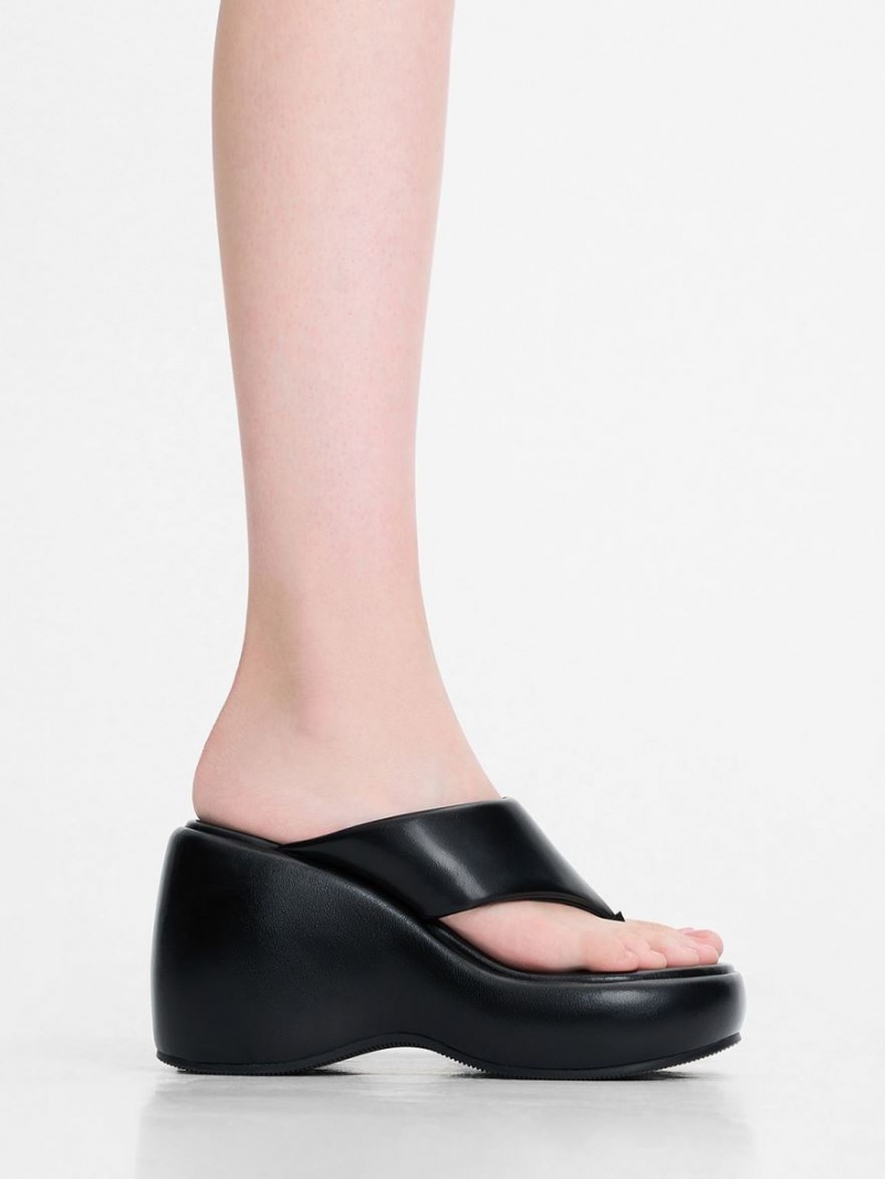 παπουτσια πλατφορμα Charles And Keith Noemi flatforms μαυρα | 85320-EDXI
