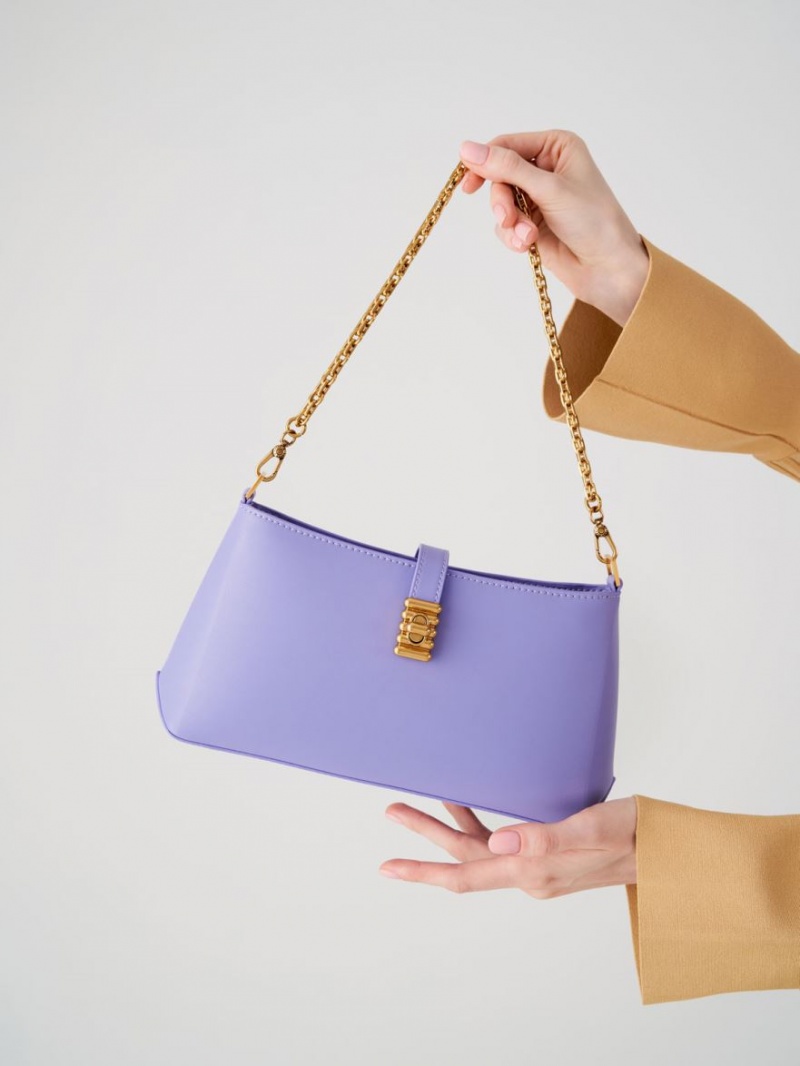τσάντεσ ώμου Charles And Keith Nova Chain-Handle μωβ | 07283-UPJE