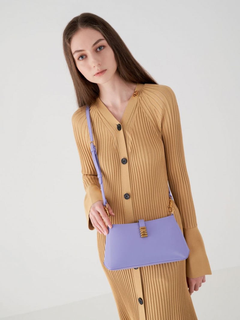 τσάντεσ ώμου Charles And Keith Nova Chain-Handle μωβ | 07283-UPJE