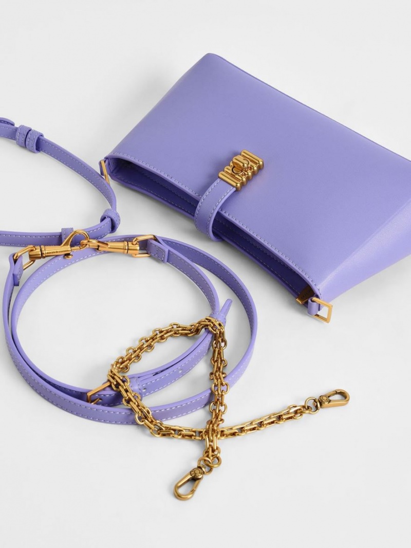 τσάντεσ ώμου Charles And Keith Nova Chain-Handle μωβ | 07283-UPJE