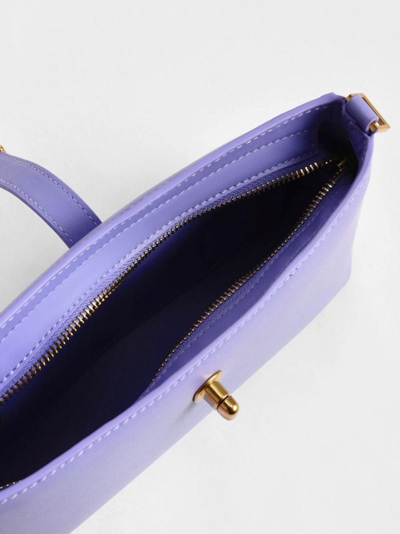 τσάντεσ ώμου Charles And Keith Nova Chain-Handle μωβ | 07283-UPJE