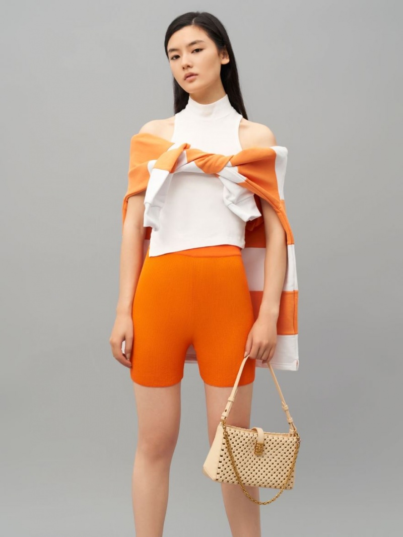 τσάντεσ ώμου Charles And Keith Nova Woven Chain-Handle Μπεζ | 52791-SGIY