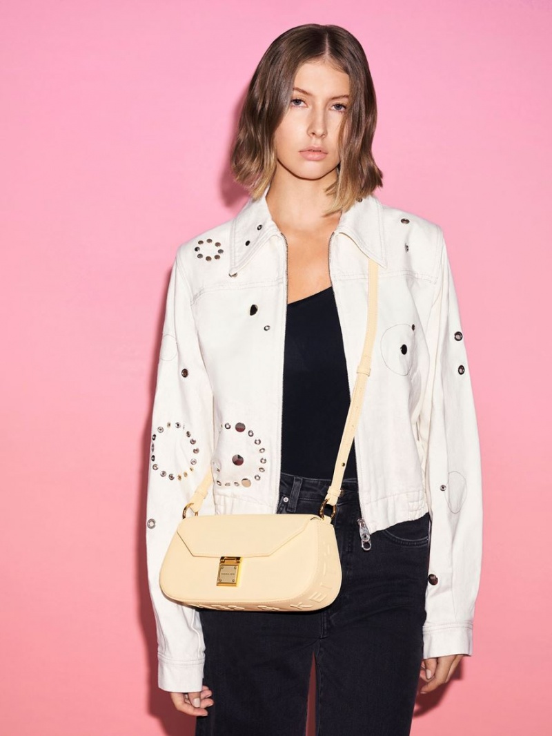 τσάντεσ ώμου Charles And Keith Oona Curved Μπεζ | 05493-ONUK