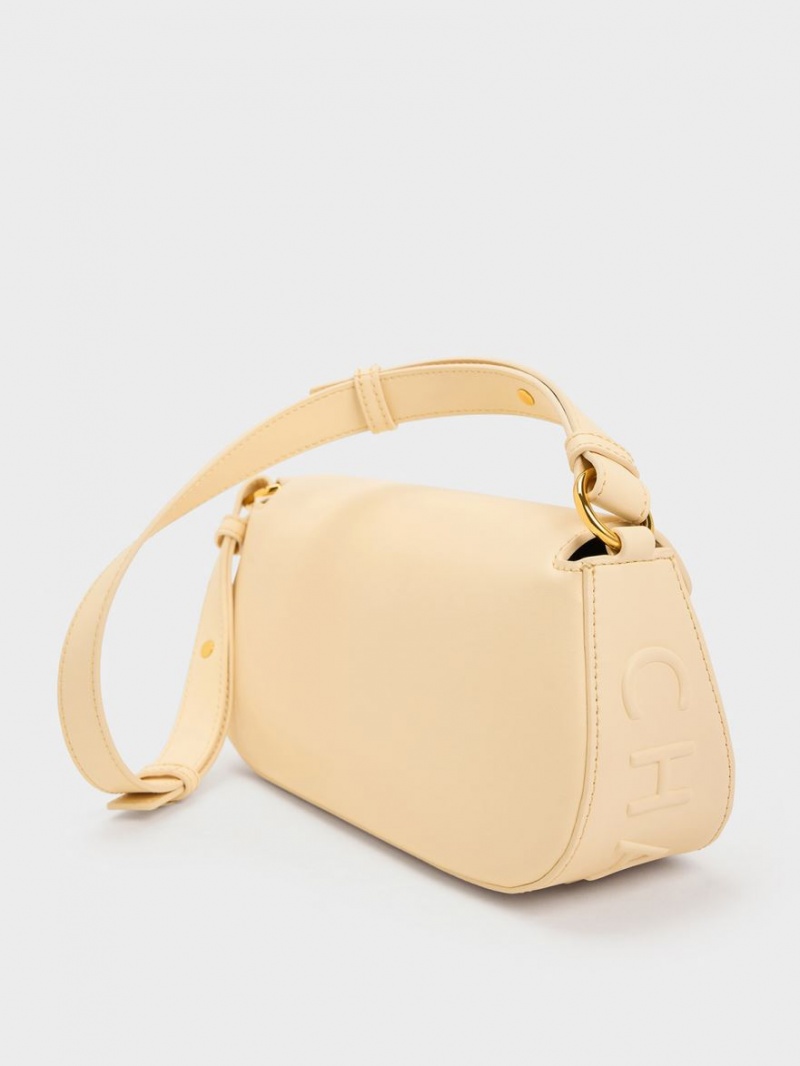 τσάντεσ ώμου Charles And Keith Oona Curved Μπεζ | 05493-ONUK