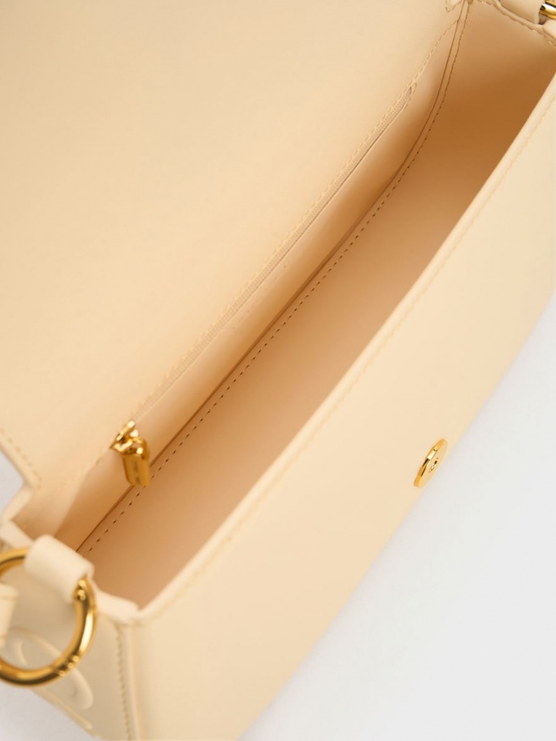 τσάντεσ ώμου Charles And Keith Oona Curved Μπεζ | 05493-ONUK